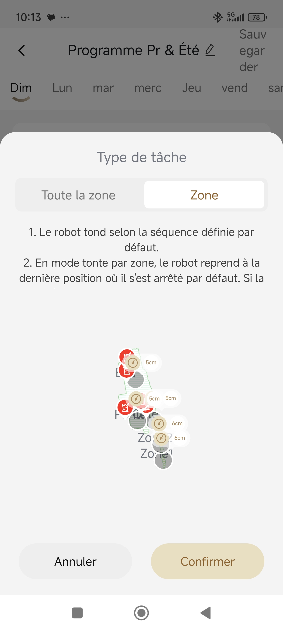 programmation type tache zone